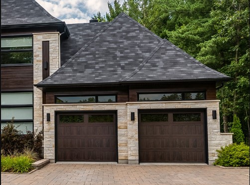 Stamped shaker design garage door from GEIS Building Product in Milwaukee, WI.